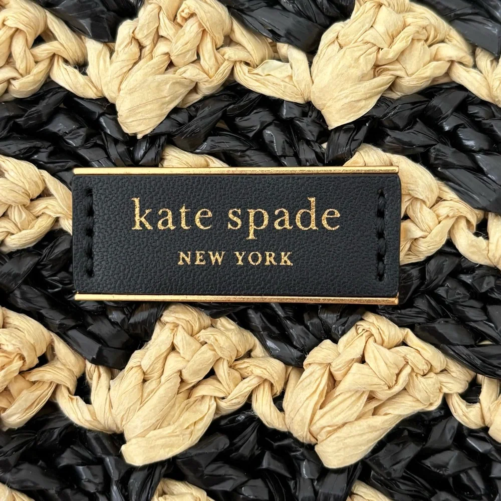 Kate Spade New York High Tide Medium Tote Bag NWOT Striped Crochet Raffia